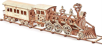 Wood Trick Wooden Toy Train Set with Railway - 34x7″ - Locomotive Train Toy Mechanical Model Kit - 3D Wooden Puzzles for Adults and Kids to Build - Engineering DIY Wooden Models for Adults to Build
