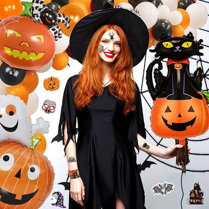 Mprocen Halloween Slap Bracelets 199PCS Assorted Slap Bands Wristbands Balloons Stickers Party Favors Gift Filler Supply