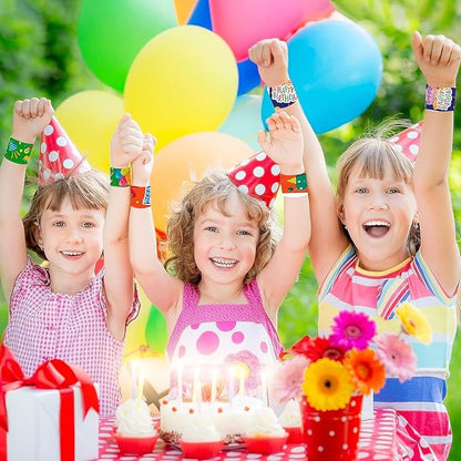 36 PCS Happy Birthday Slap Bracelets Kids Party Favors,Bulk Snap Bracelet Party Favors Supplies for kids&teens Gifts Teacher Classroom School Favors