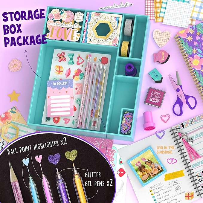 LAOESE 2-Pack DIY Journal Kit for Girls - Birthday Easter Gifts for Girls 8 9 10 11 12 13 14 Years Old - Arts & Crafts for Teen Girl Gifts Trendy Stuff - Scrapbook & Diary Supplies Toys Set