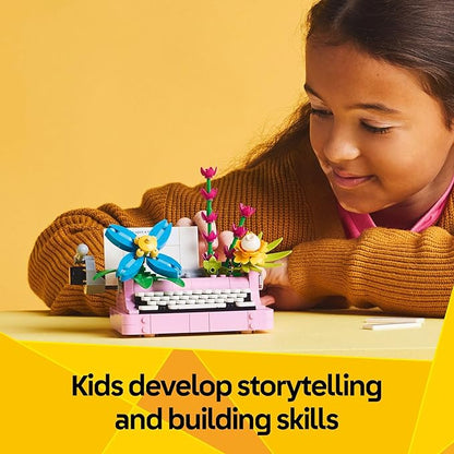 LEGO Creator 3 in 1 Typewriter with Flowers - Building Toy with 3 Building Options, Typewriter, Flowerpot with Pen & Notebook, or Keytar - Gift Idea for Birthdays - 31169