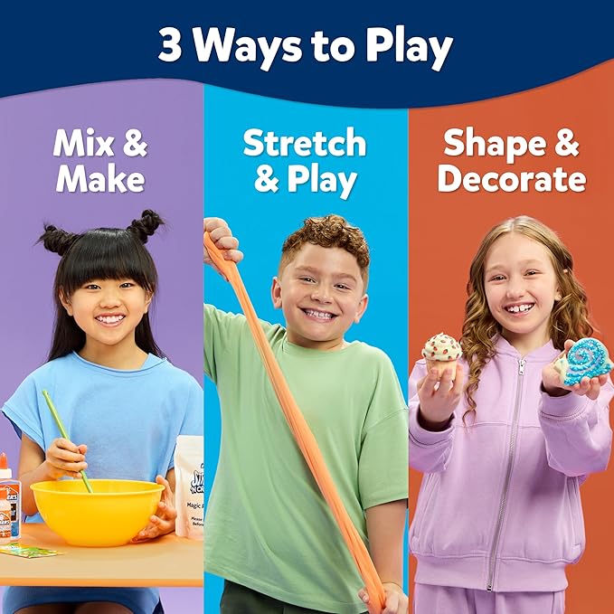 Elmer’s Stretch N’ Create Dough Kit, Make Your Own Dough, 3 Ways to Play, Keychains and Ornaments Kit, 18 Count