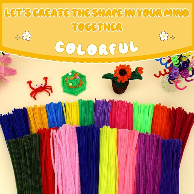 Pipe Cleaners, 100PCS Christmas Pipe Cleaners Craft Supplies, Light Golden Pipe Cleaners Bulk Fuzzy Sticks for DIY Art and Craft Projects Home Decoration