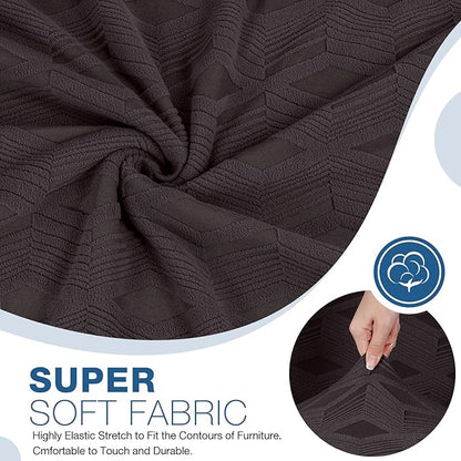 TAOCOCO Recliner Loveseat Cover, Stretch Jacquard Reclining Loveseat Cover Furniture Protector Sofa Slipcovers 2 Seat Recliner Covers with Elastic Bottom for Kids, Pets (Chocolate)