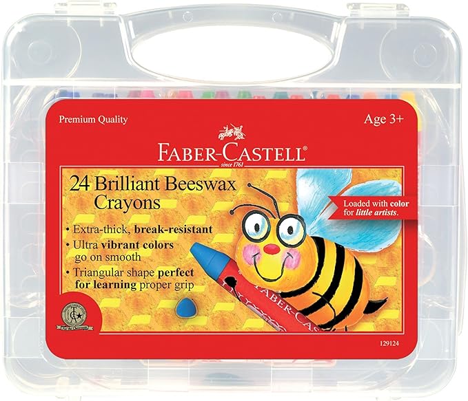 Faber-Castell Beeswax Crayons in Durable Storage Case, 24 Vibrant Colors