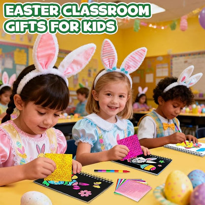 FUNNYB&G Foil Art Party Favors for Kids - 24 Pack Foil Art Crafts Kits Coloring Books, Goodie Bag Stuffers Party Favors for Kids 4-8 8-12, Bulk Easter Classroom Gifts Girls Boys Prizes (Easter)