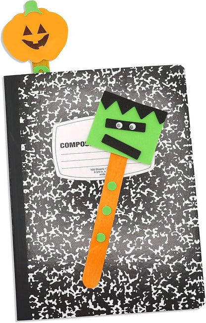 4E's Novelty Halloween Bookmark Craft for Kids 2024-12 Pack Bulk Kids Halloween Crafts Ages 4-8, 8-12 Halloween Activities for Kids Classroom Halloween Bookmarks, DIY Foam Halloween Craft Kit