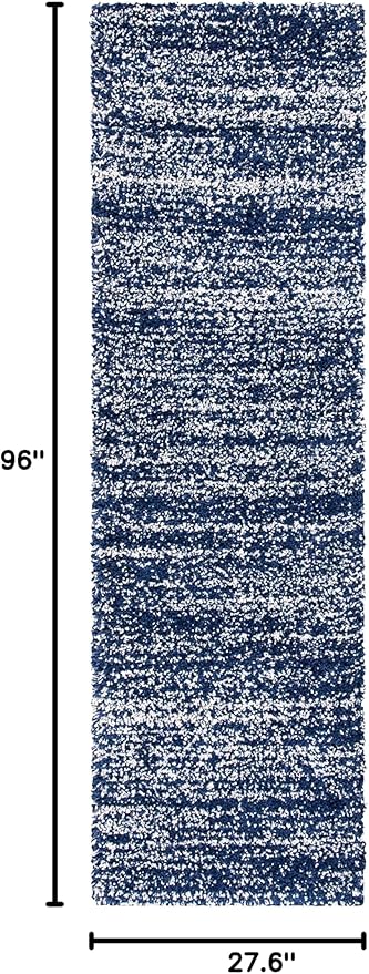 SAFAVIEH Hudson Shag Collection Runner Rug - 2'3" x 8', Navy & Ivory, Modern Abstract Design, Non-Shedding & Easy Care, 2-inch Thick Ideal for High Traffic Areas in Living Room, Bedroom (SGH295N)