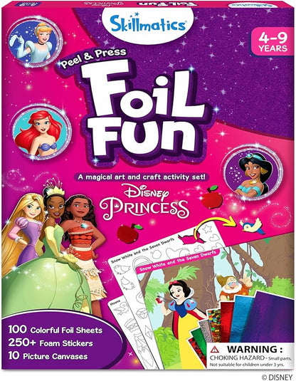 Skillmatics Art & Craft Activity - Foil Fun Disney Princess, No Mess Art for Kids, Craft Kits & Supplies, DIY Creative Activity, Valentine's Day Gifts for Girls & Boys Ages 4, 5, 6, 7, 8, 9