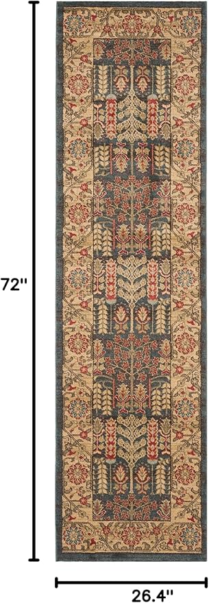 SAFAVIEH Mahal Collection Runner Rug - 2'2" x 6', Navy & Natural, Traditional Oriental Design, Non-Shedding & Easy Care, Ideal for High Traffic Areas in Living Room, Bedroom (MAH697E)