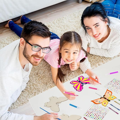 16 Pack Butterfly Wind Chime Kits Butterfly Crafts for Kids Make Your Own Butterfly Wind Chime Wooden DIY Arts and Crafts for Spring Summer Party School Classroom Decorations Supplies Birthday Favors