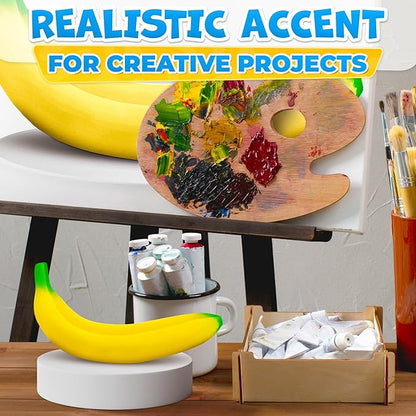 Tesorrio Fake Banana Stress Relief Fidget – 6.7 x 1.4 in Soft PU Foam Desk Accessory | Lightweight Squeeze Fidget for Adults | Novelty Office Decor & Relaxation Tool