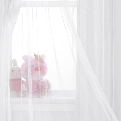 NICETOWN Double Layer Room Darkening Curtains 95 Inch Length 1 Pair for Girls Nursery Bedroom Grommet Blackout Curtains with Sheer Overlay, 52" W x 95" L, Greyish White