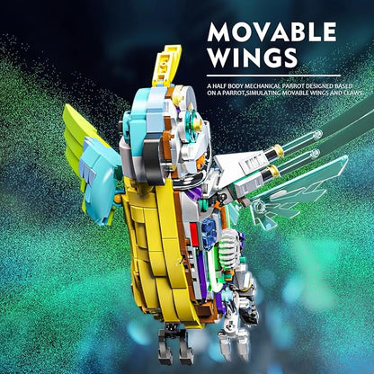 DAHONPA Parrot Building Blocks Set 688 Pieces, Half-Body Mecha Bird Animal Series Build Blocks Toy, Gift for Kid and Adult