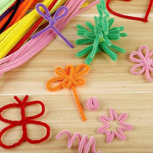 EpiqueOne 1300-Piece Arts & Craft Supply Set | Includes 1200 Chenille Pipe Cleaner Stems in 12 Colors & 100 Googly Eyes | Ideal for Use at Home & School for DIY Art & Craft Projects, Decoration & More