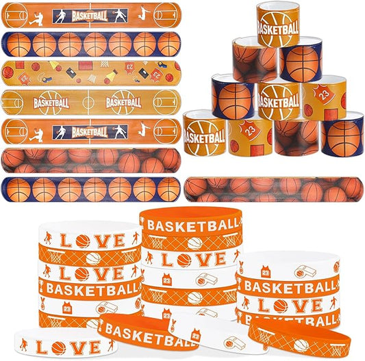 40 Pieces Basketball Party Favors, Basketball Silicone Wristbands Basketball Toy Bracelets for Basketball Game Day Teens Birthday Basketball Theme Party Basketball Team Awards Presents