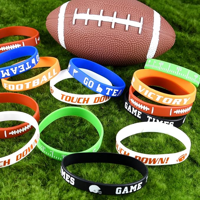 MIAHART Football Theme Bracelets Silicone Wristband for Sport Theme Birthday Party Favors, 6 Styles (34)