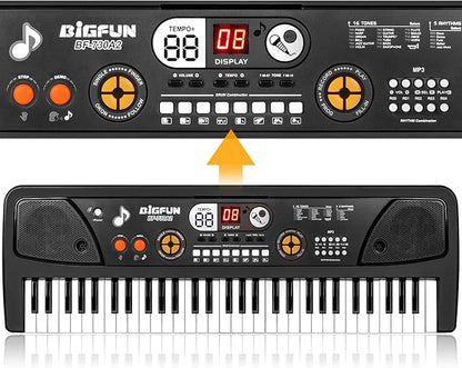 Kids Keyboard Piano, 61 Keys Electric Piano Keyboard for Kids with Microphone MP3 Function Led Display Educational Musical Toys Birthday Xmas Gifts for Toddlers Boys Girls Ages 3 5 7 9 12