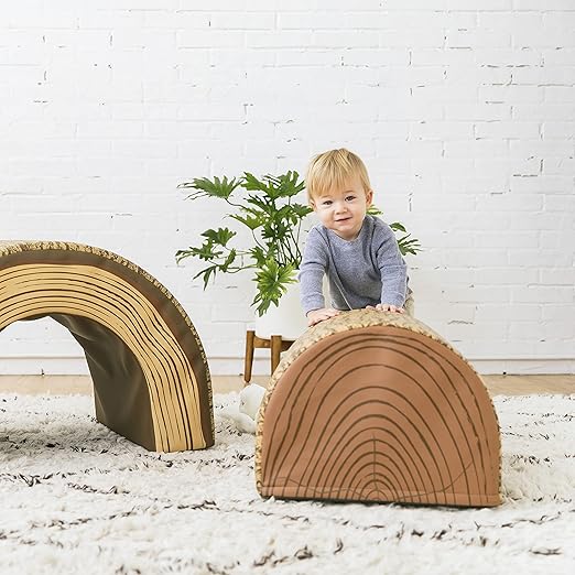 ECR4Kids SoftZone Tree Tunnel and Climber, Toddler Playset, Chocolate, 2-Piece