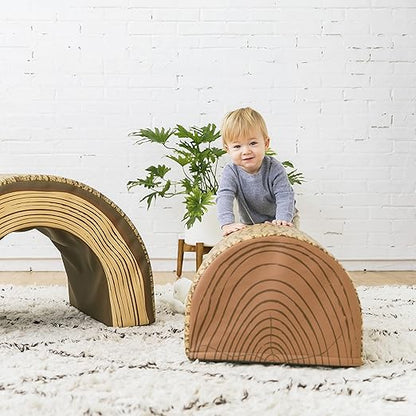 ECR4Kids SoftZone Tree Tunnel and Climber, Toddler Playset, Chocolate, 2-Piece