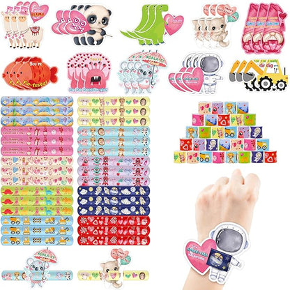 ceiba tree 30Pcs Valentine's Day Slap Bracelets with Cards Gifts for Kids Valentines School Classroom Class Classmates Exchange Prizes Party Favors Goodie Bag Stuffers