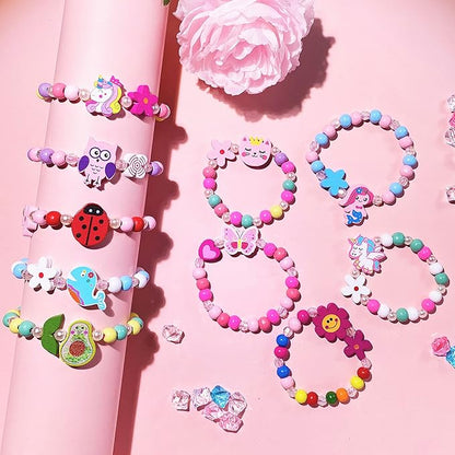 12 PCS Girls Bracelet for Kids Unicorn Mermaid Wooden Beaded Bracelets Birthday Party Favors Goodies Bag Stuffers Fillers Cute Pinata Stuffers Rainbow Butterfly Heart Jewelry Gifts