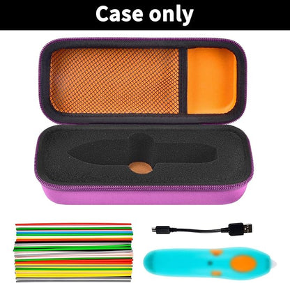 Case Compatible with 3Doodler Start+ Essentials for 3D Pen Set for Kids, Storage Organizer Carrying Holder Fit for Printing Pens, Plastic Refill Blister, Micro-USB Charger (Box Only)-Orange inner
