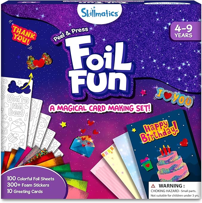 Skillmatics Art & Craft Activity - Foil Fun Card Making Set, No Mess Art for Kids, Craft Kits & Supplies, DIY Creative Activity, Valentine's Day Gifts for Girls & Boys Ages 4, 5, 6, 7, 8, 9