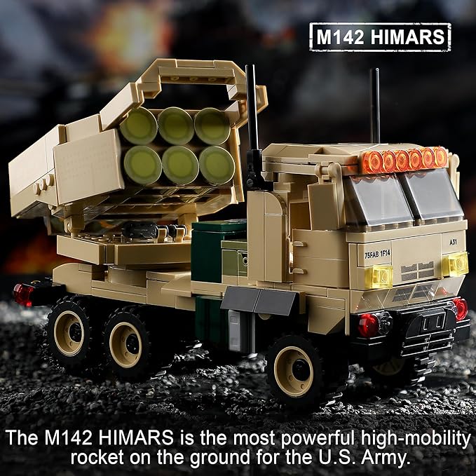 Military Vehicles Building Blocks Sets Compatible with Lego, Includes 2 Army Armored Trucks Toy Models - US M142 HIMARS & Dana M2, Great Army Toys Gift for Boys, Kids, and Teens Ages 8-14