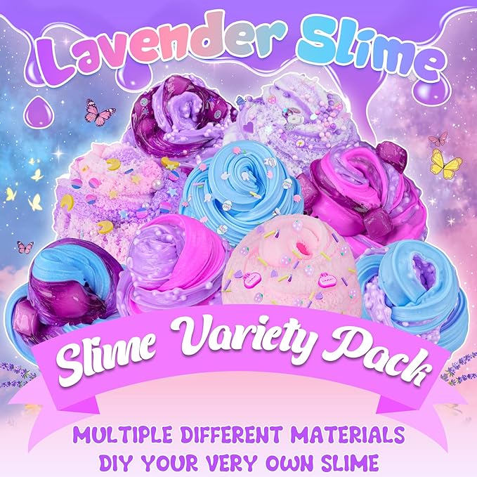 6 Pack Slimes, Purple Slime for Kids, Butter Cloud Slime kit for Girls Ages 8-12, Toys for Girls and Boys, Birthday Halloween Christmas Party Favors for Kids Goodie Bag Stuffers