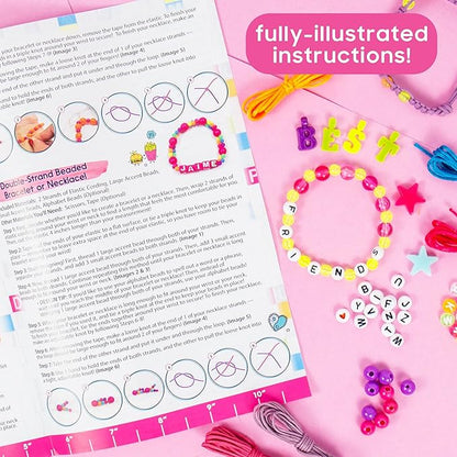 Just My Style ABC Beads by Horizon Group Usa, 1000+ Charms & Beads, Alphabet Charms, Accent Seed Star Wax Beading Cord, Satin Cord Key Ring Included, Bright, Small