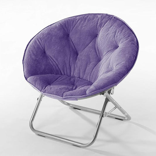 Urban Lifestyle Faux Fur Saucer™ Chair, Purple/Silver 22" D x 32" W x 29" H