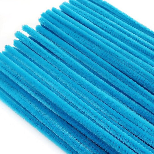 TOAOB 100pcs Pipe Cleaners Light Blue Pipe Cleaners Chenille Stems 6mm x 12 Inch Fuzzy Sticks Crafts Supplies for DIY Art Crafts Decorations