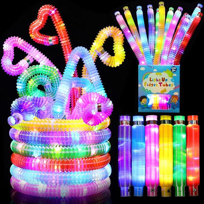 6 Pack Glow Sticks Party Favors Goodie Bags Stuffers for Kids, Light Up Pop Tubes Glow Party Supplies Glow Necklaces Bracelets, New Year Valentines Day Gifts Decorations 2025, Birthday Return Gifts