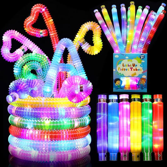 12 Pack Glow Sticks Party Favors for Kids 8-12 4-8, Goodie Bags Stuffers for Kids, Light Up Pop Tubes Glow Party Supplies Bracelets Necklaces, Birthday New Year Valentines Day Decorations Gifts 2025