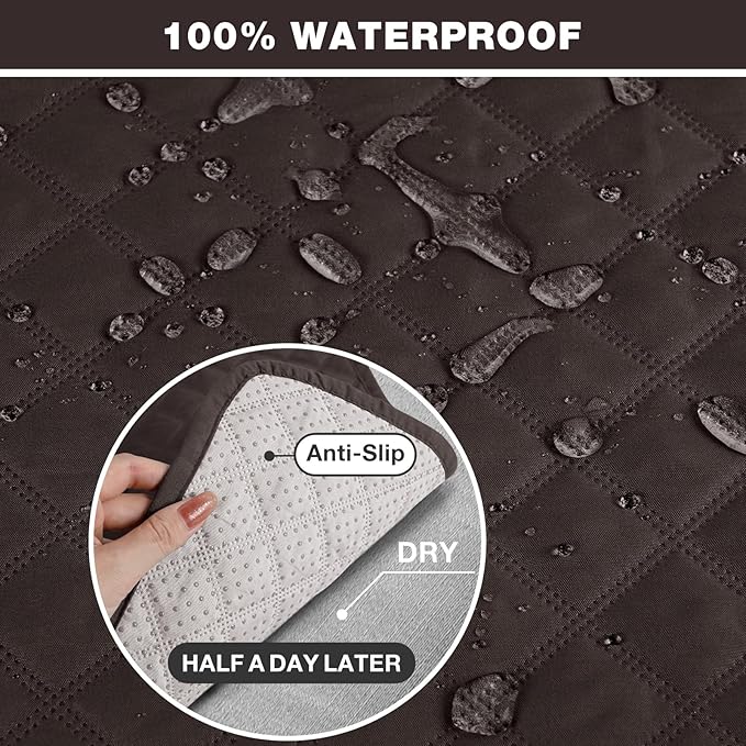 TAOCOCO Recliner Sofa Slipcover Couch Covers for 3 Cushion Couch, Pet Sofa Cover for 3 Seat Recliner Sofa, Washable Reclining Sofa Cover Furniture Protector with Elastic Straps(3 Seater, Chocolate)