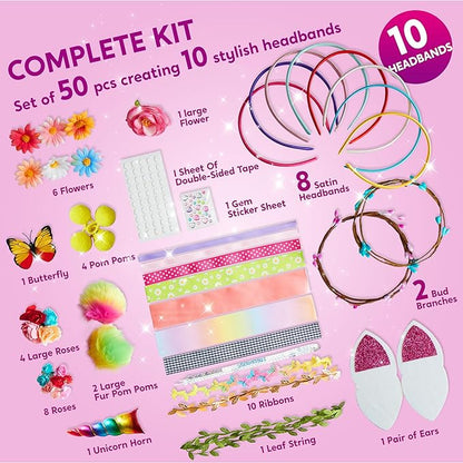 Klever Kits Headband Making Kit for Girls - Make Your Own Fashion Headbands - DIY Hair Accessories Set, DIY Arts and Crafts Gifts for 5 6 7+ Year Old
