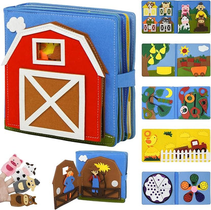 Montessori Busy Book , Felt Quiet Book for Baby, Preschool Early Learning Educational Toys for Kids Age 3 4 5 6 Years, Develops Fine Motor Skills,Toddlers Activities Toy for Airplane Car Travel