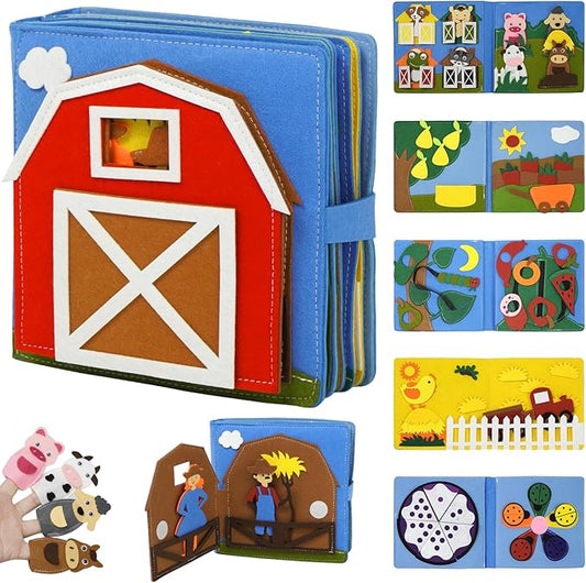 Montessori Busy Book , Felt Quiet Book for Baby, Preschool Early Learning Educational Toys for Kids Age 3 4 5 6 Years, Develops Fine Motor Skills,Toddlers Activities Toy for Airplane Car Travel