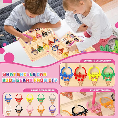Uiseba Montessori Magnetic Color and Number Maze Toy for Toddlers Fine Motor Skills Educational Play for Girls Ages 3 to 5 Birthday Gift Interactive Learning Magnetic Maze