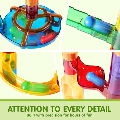 JOYIN 137Pcs Glowing Marble Run - Construction Building Blocks Toys with 15 Glow in The Dark Plastic Marbles, STEM Toy Presents for Boys and Girls
