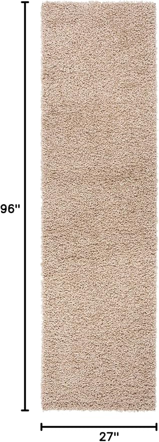 SAFAVIEH Athens Shag Collection Runner Rug - 2'3" x 8', Beige, Non-Shedding & Easy Care, 1.5-inch Thick Ideal for High Traffic Areas in Living Room, Bedroom (SGAS119G)