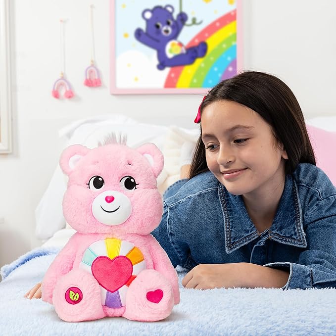 Care Bears 14" Hopeful Heart Bear Plushie - Medium Size - Pink Plush for Ages 4+ – Perfect Stuffed Animal Holiday, Birthday Gift, Super Soft and Cuddly – Gift for Girls and Boys, Collectors