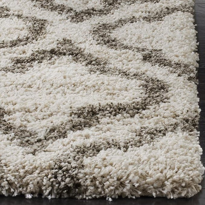 SAFAVIEH Hudson Shag Collection Runner Rug - 2'3" x 8', Ivory & Grey, Moroccan Design, Non-Shedding & Easy Care, 2-inch Thick Ideal for High Traffic Areas in Living Room, Bedroom (SGH284A)