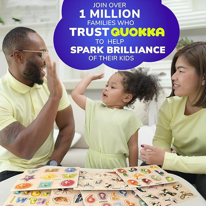 QUOKKA Wooden Puzzles for Toddlers 1-3 - 8XSET Toddler Puzzles Ages 2-4 with Rack - Learning Alphabet, Numbers and Animals Toy Puzzles for Toddlers 3-5 - Wood Games Gift for Boys and Girls