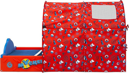 Delta Children Disney Mickey Mouse Sleep and Play Toddler Bed with Tent, Blue/Red