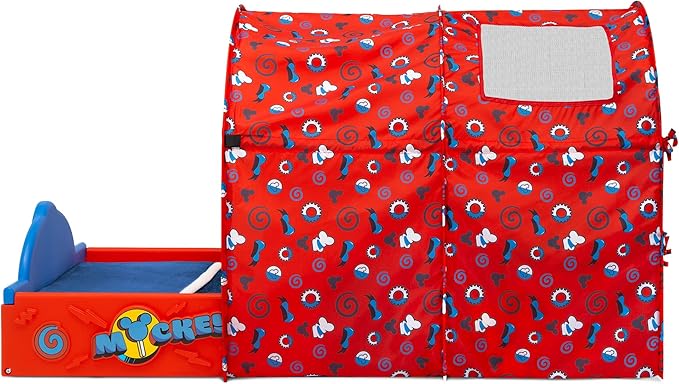 Delta Children Disney Mickey Mouse Sleep and Play Toddler Bed with Tent, Blue/Red