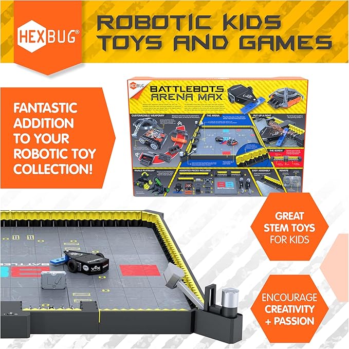 HEXBUG BattleBots Arena MAX, Remote Control Robot Toys for Kids with Over 30 Pieces, STEM Toys for Boys & Girls Ages 8 & Up, Batteries Included