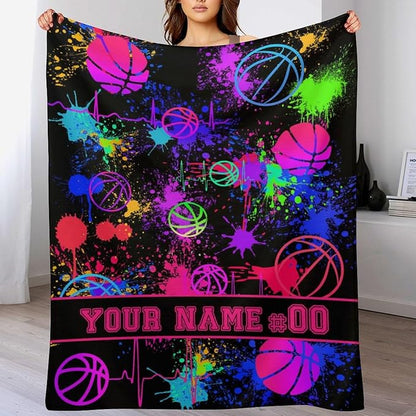 Custom Basketball Blanket - Soft Flannel Sports Basketball Blankets for Girls Boys Kids Pet Basketball Lovers - Warm Basketball Throw Blankets for All Season Sofa Lap, Chair - 40"x30"