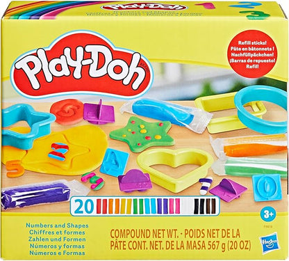 Play-Doh Numbers and Shapes Playset with 17 Tools & 20 Compound Sticks, Kids Arts & Crafts, Preschool Toys, Easter Gifts for Girls & Boys, Ages 3+